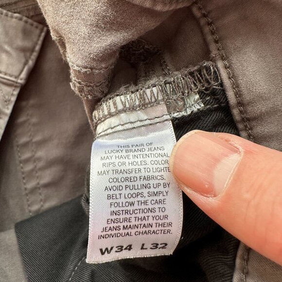 Lucky Brand Jeans Mens 34x32 Straight Leg Grey Denim Mid Rise Pockets - Picture 6 of 13